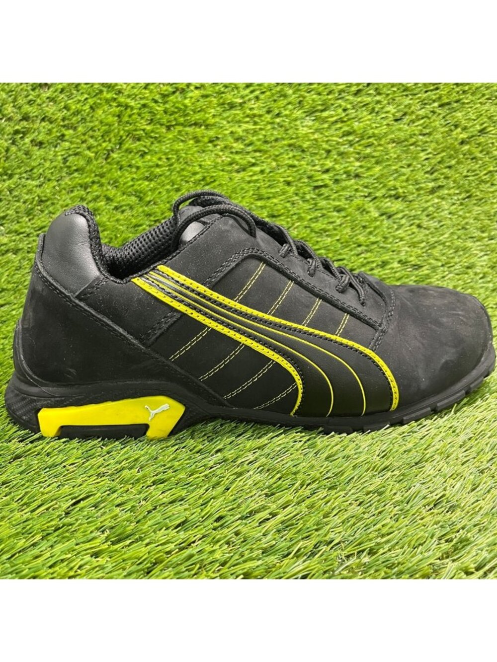Puma Amsterdam Low Mens Size 12 Black Yellow Aluminum Toe Safety Work Shoes